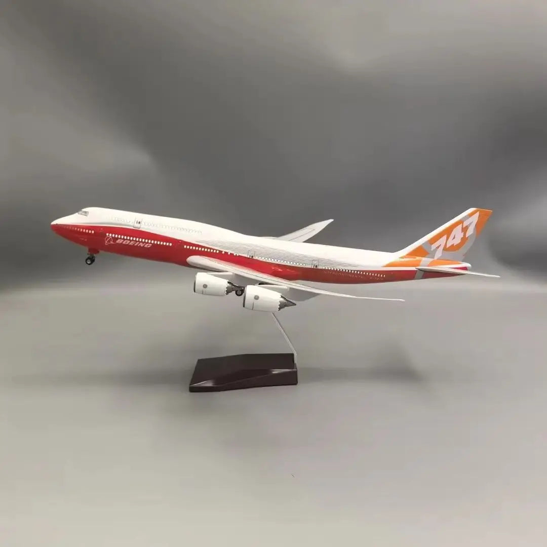 47CM Scale Plane B747-8 Prototype Airline With Base Landing Gears Ornament Resin Adults Fun Plane Model For Collection Gift