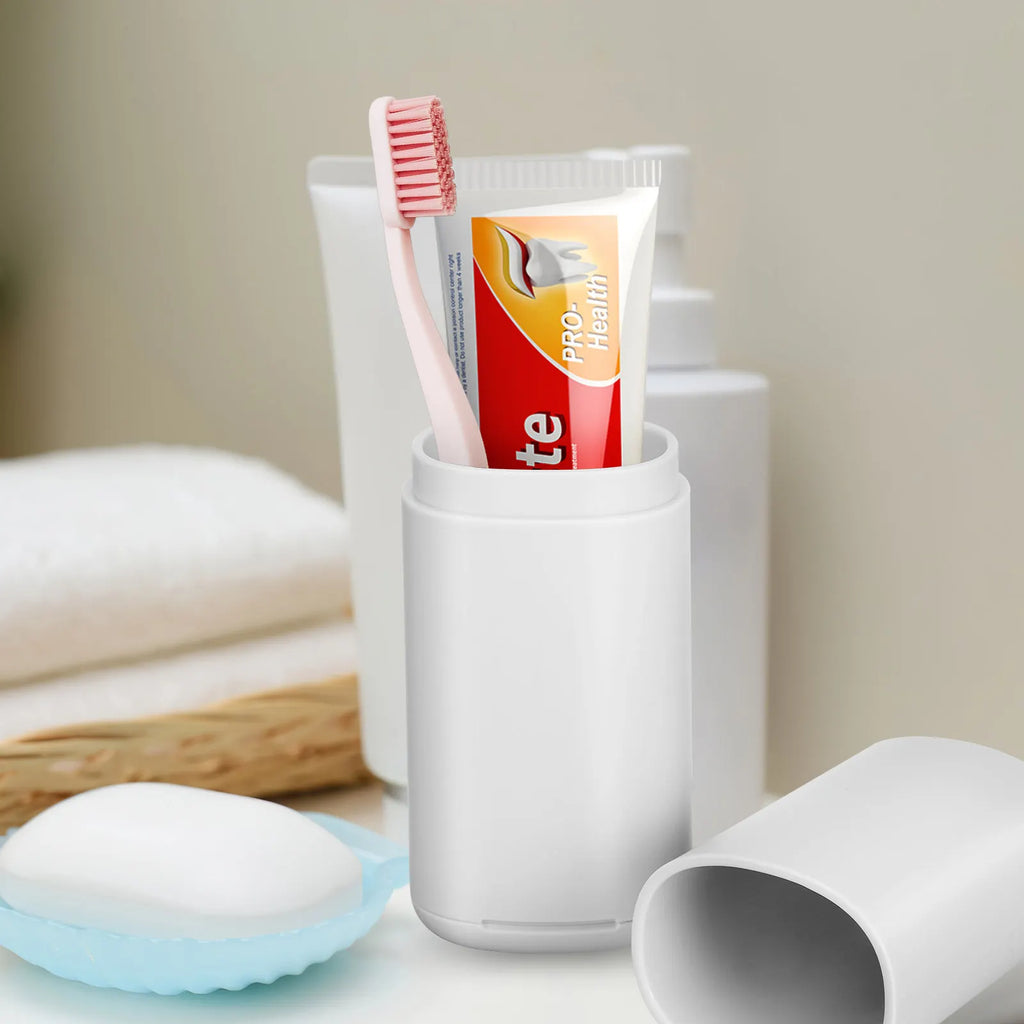 2Pcs Travel Toothbrush Case Portable Toothbrush Holder for Travel Home Gym Hotel Strong PP Material Easy Clean Removable Base