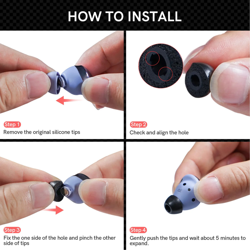 Memory Foam Eartips for Samsung Galaxy Buds 4 3 Pro Eartip Earplugs Anti-Slip Earbuds Ear Tips For Buds4 Buds3 Pro Earphone Case