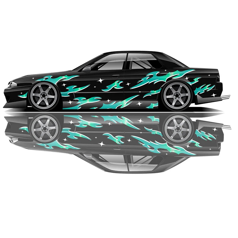 flame Car stickers modified racing car SUV accessories packaging decals PVC custom side graphic stickers decals