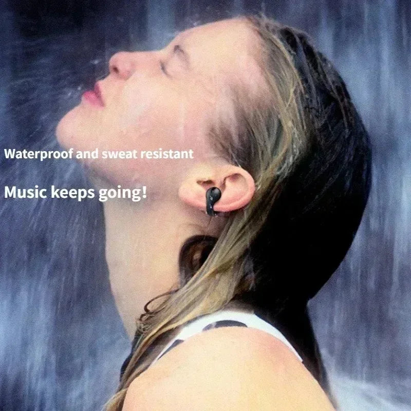 TWS Bluetooth Headset 5.3 Wireless Air Conduction Headphones Clip Ear Music Noise Canceling HD Call Sports Gaming Earphone
