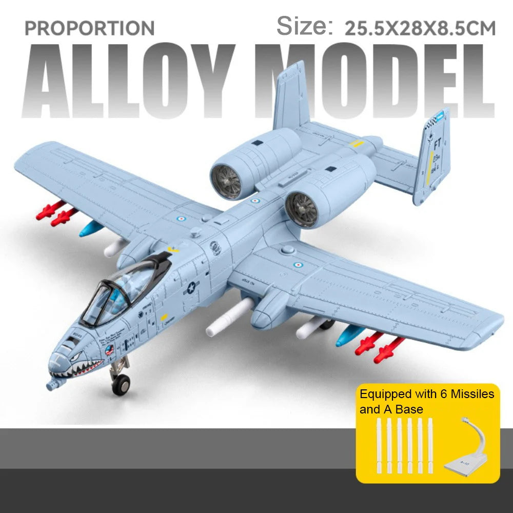 1:32 A-10 Thunderbolt II‌ F-14 Fighter Model Toy Foldable Wheels Metal Body Airplane Sound Light Models Gifts for Children