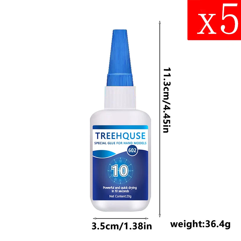 5Pcs Treehouse Handmade Special Glue, Fast Curing High Precision Long Dropper Transparent Adhesive for Model, DIY Crafts