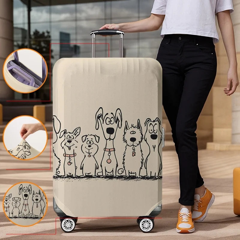 Dog pattern luggage protection cover, suitable for 18-32 inch luggage covers, luggage handle gloves, travel accessories