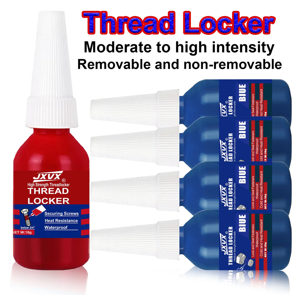10g Anaerobic Sealing Adhesive - Blue 243 (Medium Strength) Removable Anti-Slip Threadlocker - Red 271 (High Strength) 10 pcs