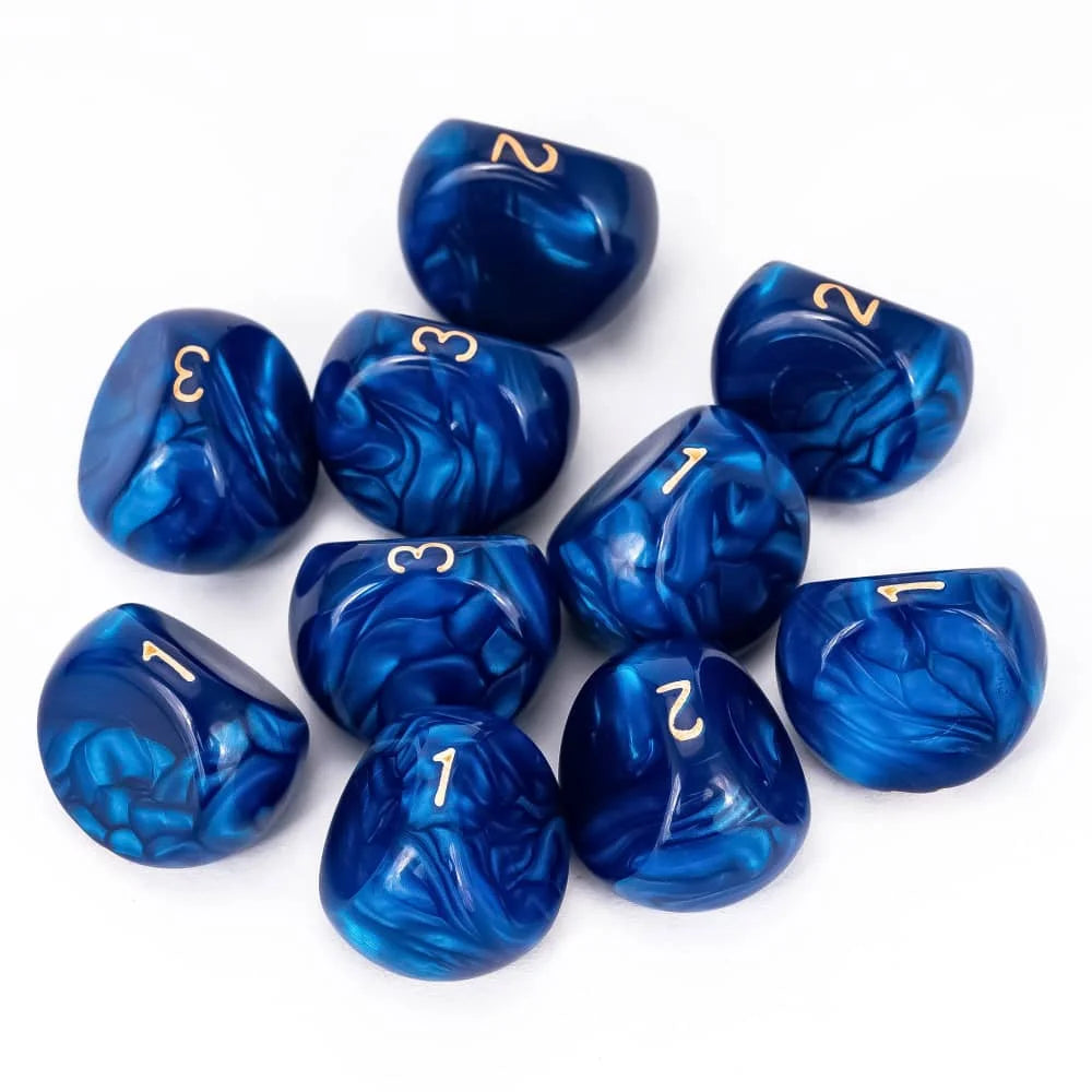 10Pcs D3 Pearl Texture Game Dice 3 Sides D3 Die New Design 16mm Unique Polyhedral Dice Set for Tabletop Role Playing Board Games