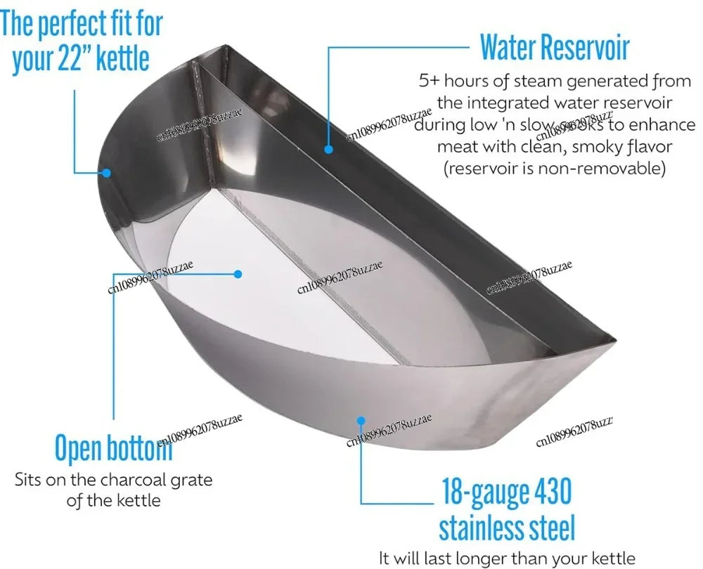 Durable Stainless Steel BBQ Charcoal Grill Slow Roasting Insert Water Container Outdoor Cooking Rack
