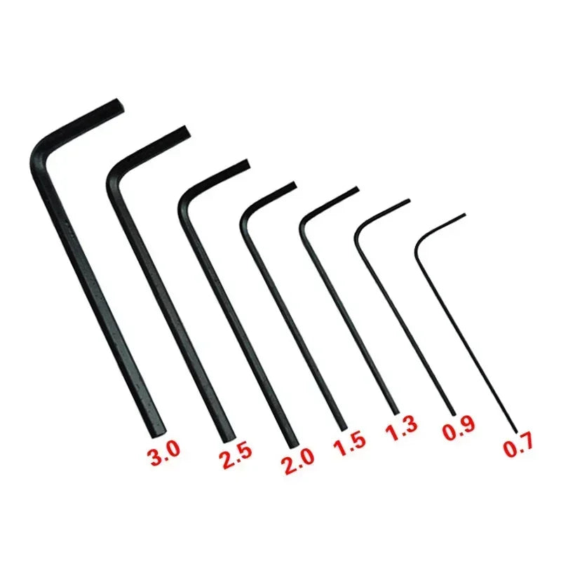 7Pcs 0.7mm 0.9mm 1.3mm 1.5mm 2mm 2.5mm 3mm Hexagon Allen Key Set Mini Wrench Hex Spanner Screwdriver Hand Tool Kit Micro Wrench