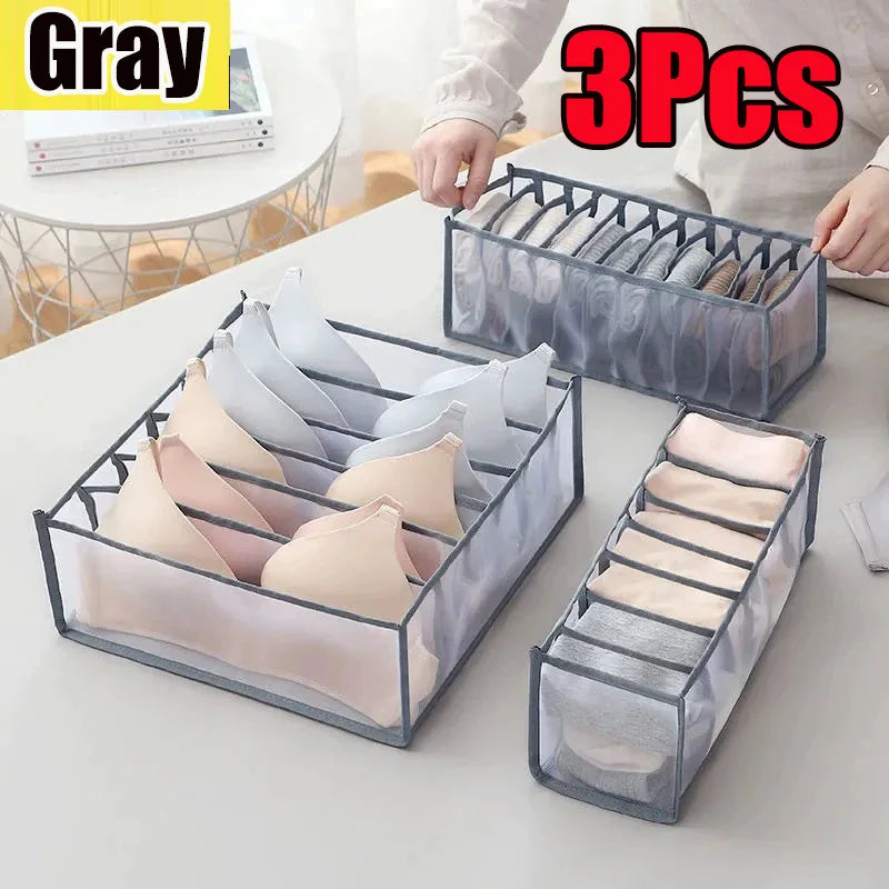 Underwear Drawer Organizer Storage Box Gruds Foldable Closet Organizers Trancparent Mesh Drawer Divider For Underpants Socks Bra
