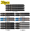 20 Pcs/set Jigsaw Blades T-Shaft HCS Assorted JigSaw Blades for Wood Plastic and Aluminum Fine and Medium Tooth Saw Blades