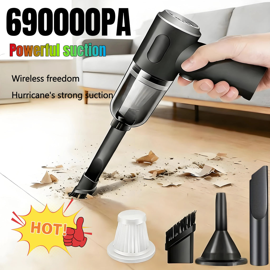 690000Pa Wireless Car Vacuum Portable Quick Charge Wet Dry Dual-Use Cleaner Handheld Vacuum Cleaner for Home Office Car