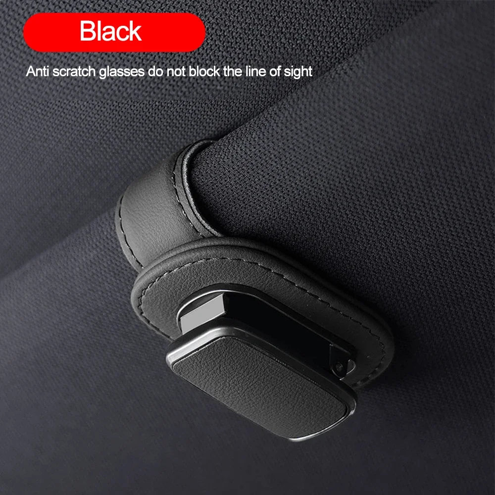 Universal Magnetic Car Sunglasses Holder Leather Eyeglass Hanger Clip Auto Accessories