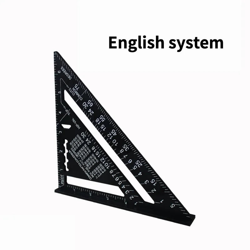 Triangle Ruler 7Inch Measurement Tool Aluminium Alloy Carpenter Tools Inch Metric Angle Ruler Speed Square Woodworking Tools