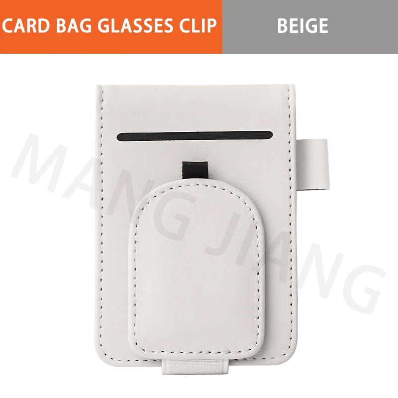 Car Sun Visor Organizer For Car Universal Eyeglasses Holder Card Storage Bag Pockets Clip Leather Interior Auto Accessories