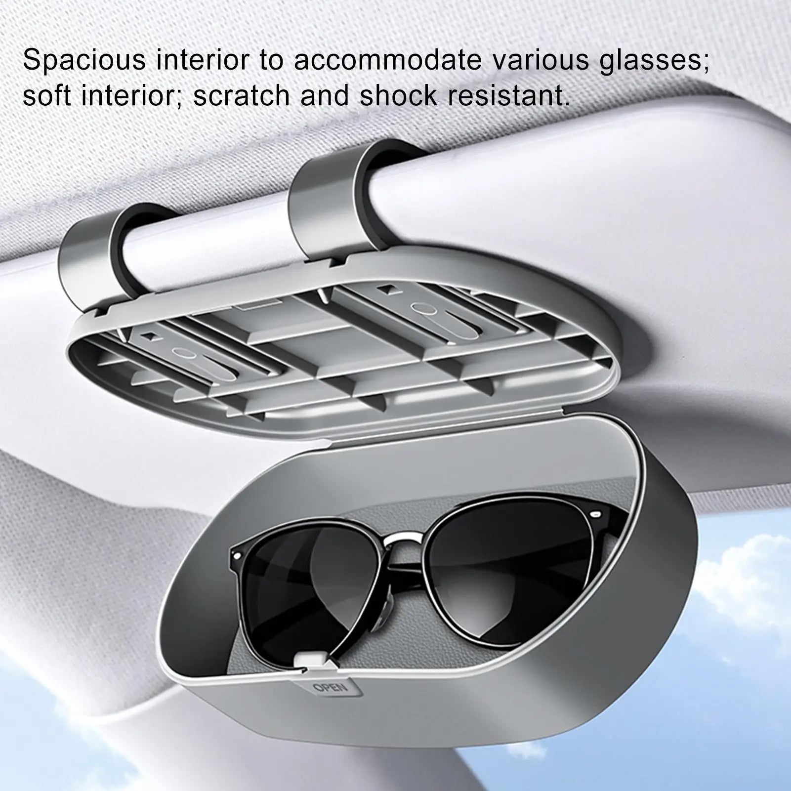 Universal Car Visor Clip Sunglass Holder Anti-Scratch Auto Organizer for Driving, Vehicle Glasses Storage Accessory