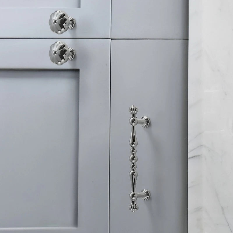Bright Chrome Silver Wardrobe Door Handle Modern Minimalist Zinc-Alloy Pull for Cabinet Shoe Cabinet  Drawer Furniture Hardware