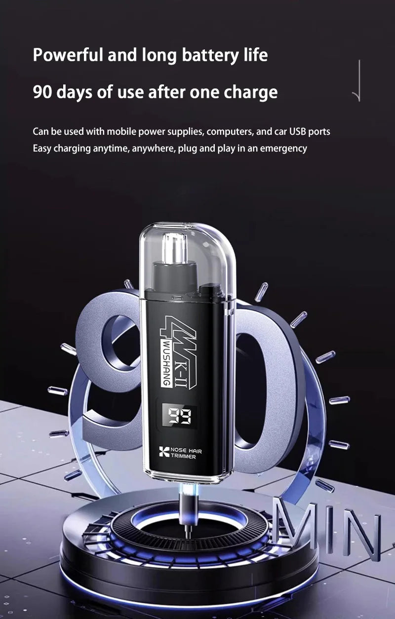 New Nose Hair Trimmer Portable Digital Display Rechargeable Blade For Home Use Washing Cleaning Nostrils For Men And Women
