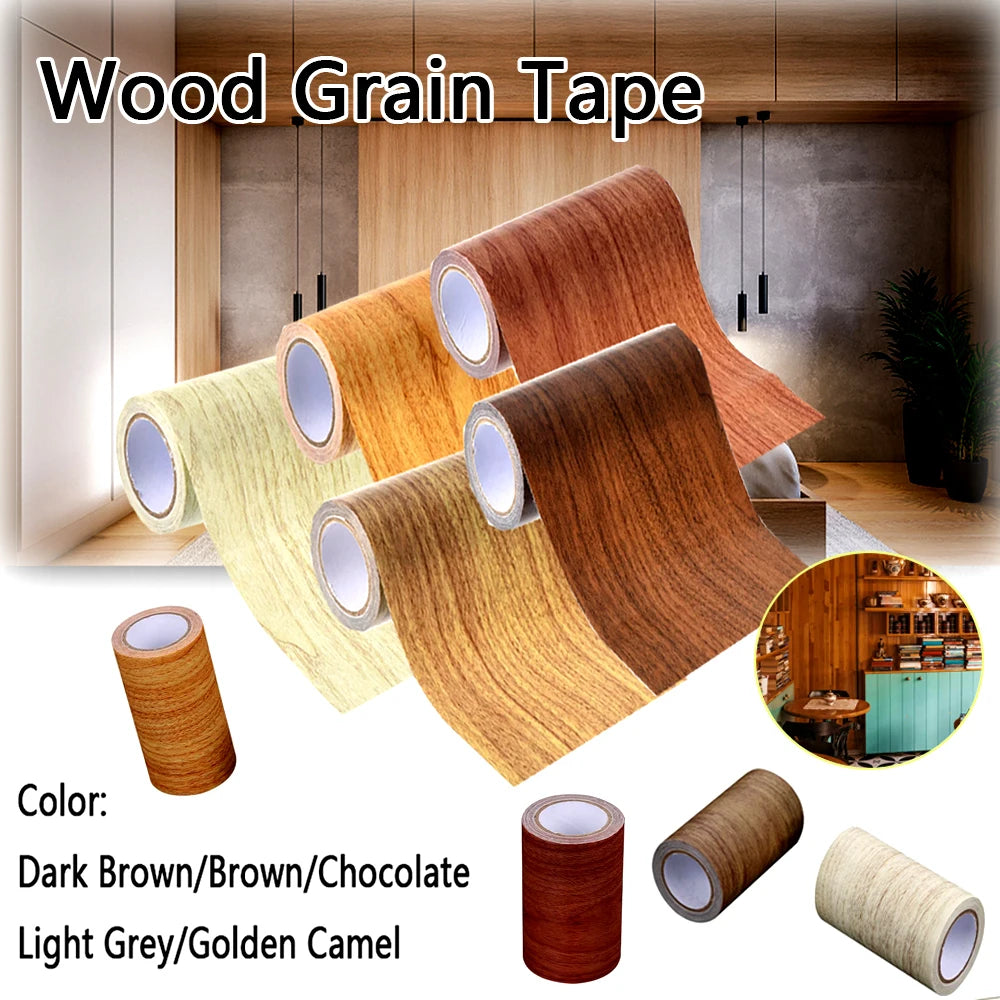 1 Roll DIY Wood Grain Repair Tape 8cmx4.5m, Self-Stick for Instant Furniture & Floor Renovation, Covers Scratches Easy ﻿
