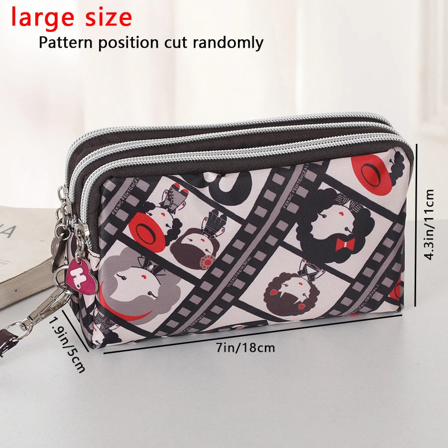 Fashionable clutch for women, long 3-zipper large-capacity wallet, multi-functional mobile phone bag, coin purse