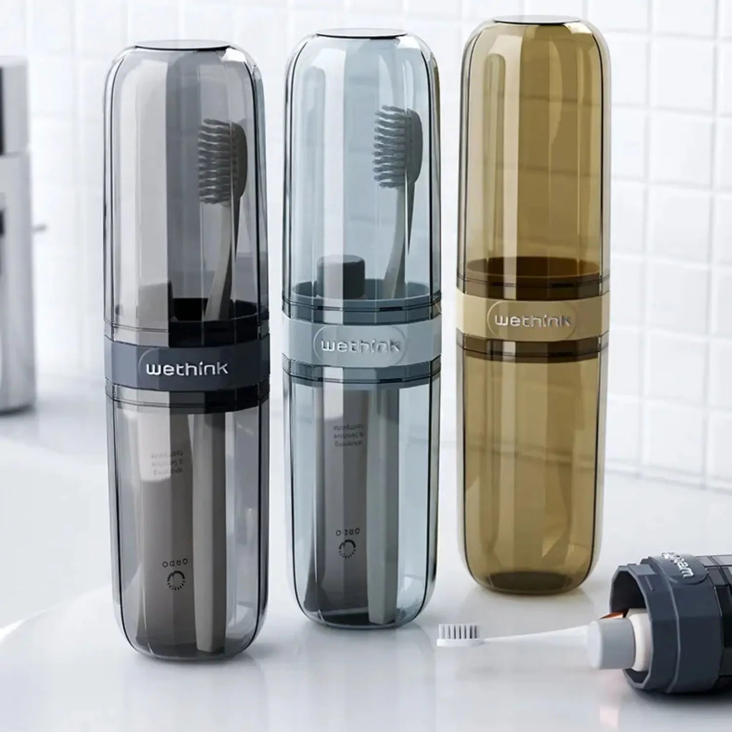 3pcs Toothbrush Travel Containers Transparent Portable Toothbrush Case Outdoor/business Trip/travel Acessories