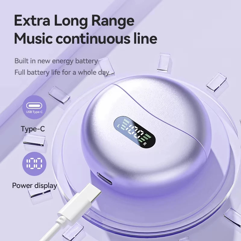 New M79 Bluetooth Headset; Wireless Bluetooth 5.4 Earplug Clip-On Waterproof Sports Digital Display Headset