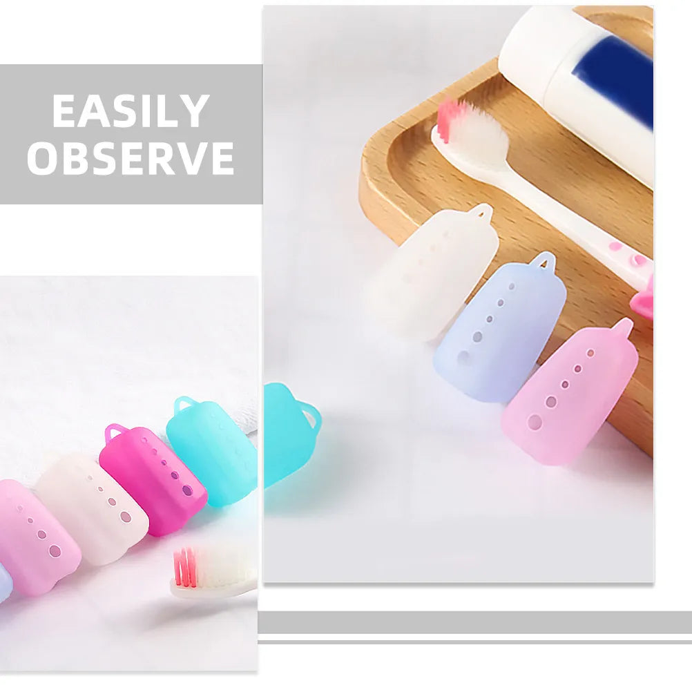 8Pcs Portable Toothbrush Head Covers Silicone Travel Protective Caps Dustproof Case Toothbrush Storage Box Accessories