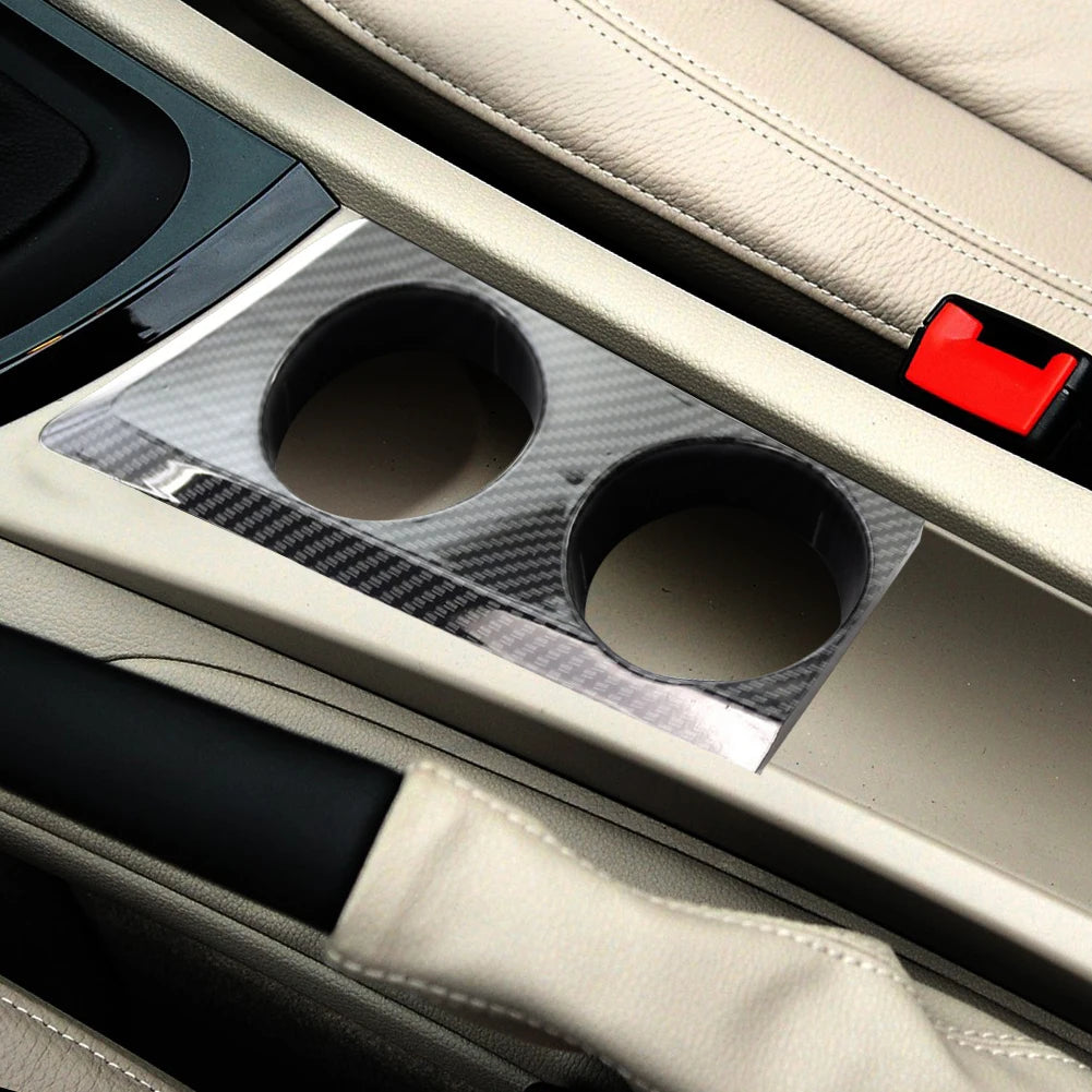 Water Cup Holder Panel Decor Cover Gloss Black Car Cup Holder Stand Carbon Fiber for BMW E81 E82 E87 E88 1 Series 2004-2011 LHD