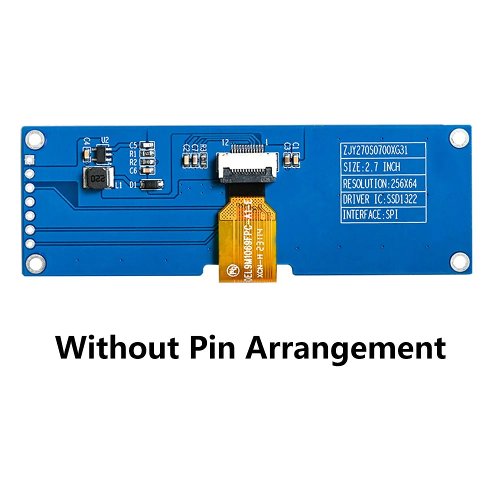 2.7 Inch OLED Monochrome LCD Display Module 256*64 Supports SPI 7Pin SSD1322 DC 3.3V With Pins Soldered / No Pins
