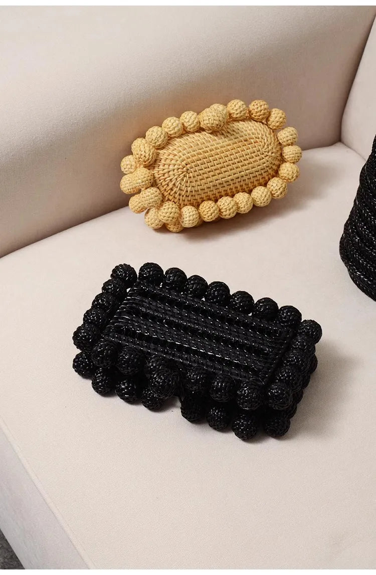 Women cane bag Rattan clutch Bag For luxury Wedding Party Purse summer beach Wicker Handbag Designer 2024 new