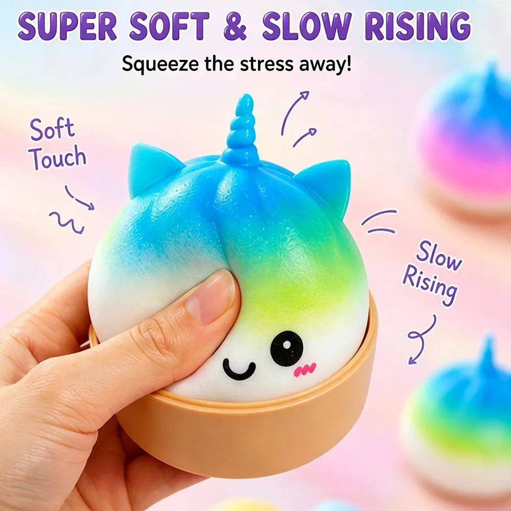 Kawaii Purple Unicorn Dumpling Squishy Giant Bao Bun Squeeze Fidget Anti Stress Anxiety Relief Office Desk Decor Gift Idea