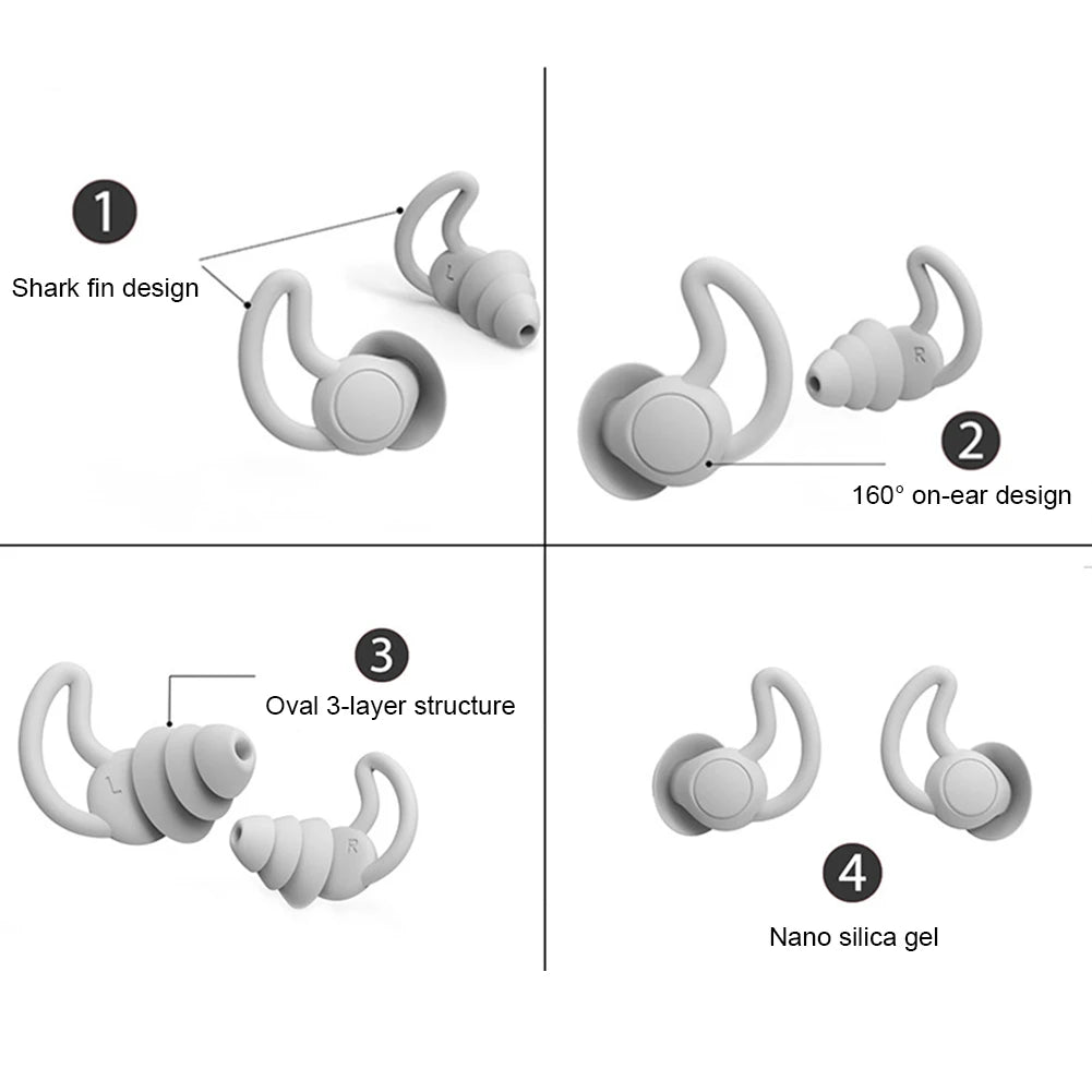 1 Pair Silicone Soundproof Ear Plugs Noise Insulation Soft Sleeping Earplugs