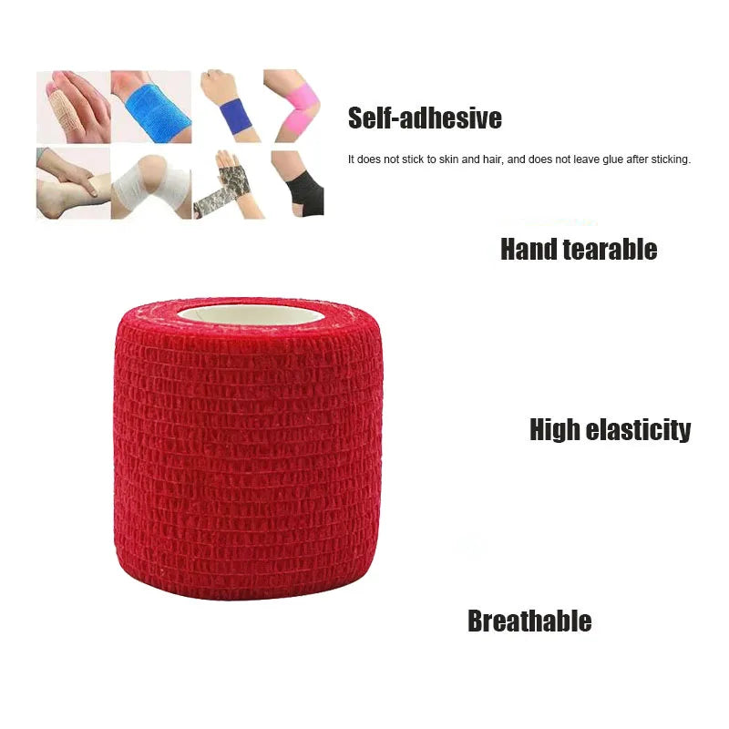 1/3/6/20PCS Sports Self Adhesive Red Elastic Bandages Anti-slip Athletic Nonwoven Waterproof Elastic  Wrist Ankle Bandages
