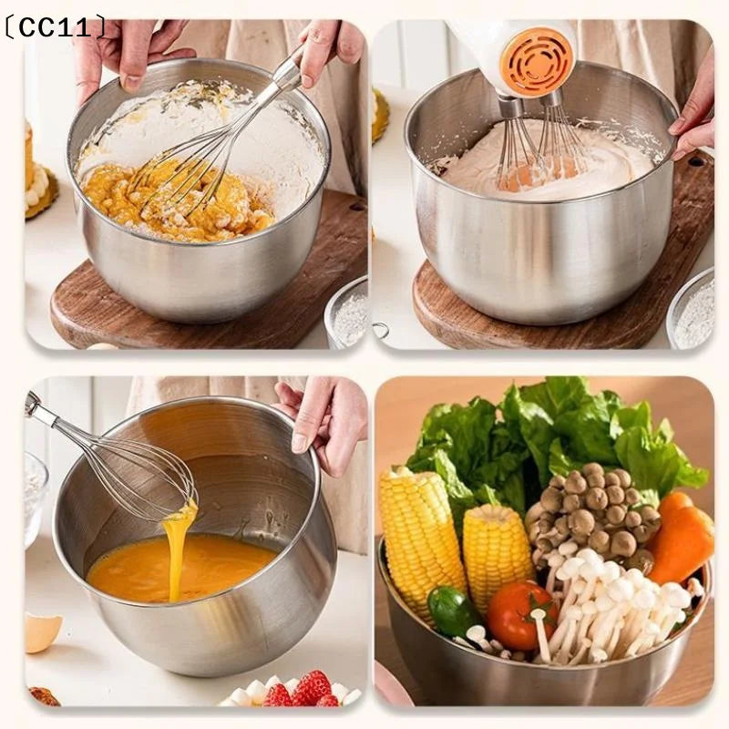 Stainless Steel Mixing Bowl Deep Design Cooking Baking Cake Bread Salad Egg Beater Basin Fruit Container  Cooking Tools〔CC11〕