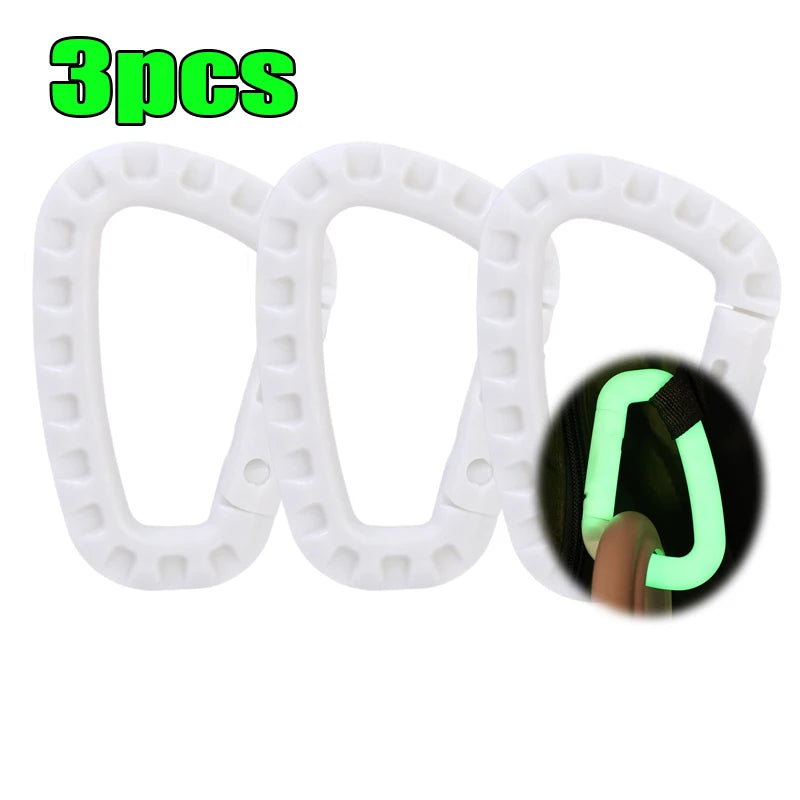 Luminous Lightweight Hook Glow in The Dark Outdoor Climbing Camping Backpack Tactical Hanging Buckle Ring D EDC Equipment Tools