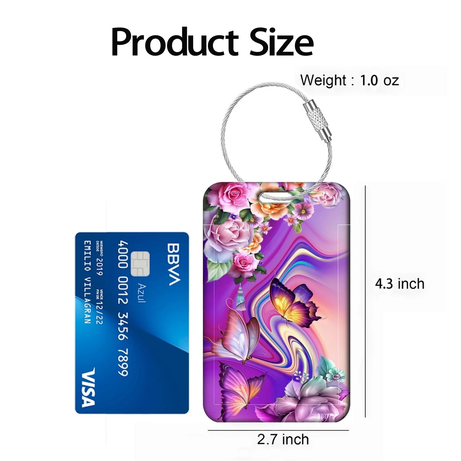 Purple Creative Art Style Luggage Tag for Suitcases Travel ID Bag Tag for Women Backpacks Address Holder Baggage Boarding