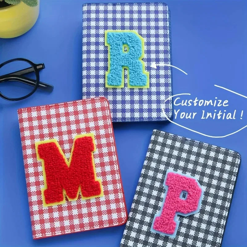 Personalized Colorful Grid Pattern Passport Cover Customized Letter Passport Holder Vibrant Cute Pattern Cover