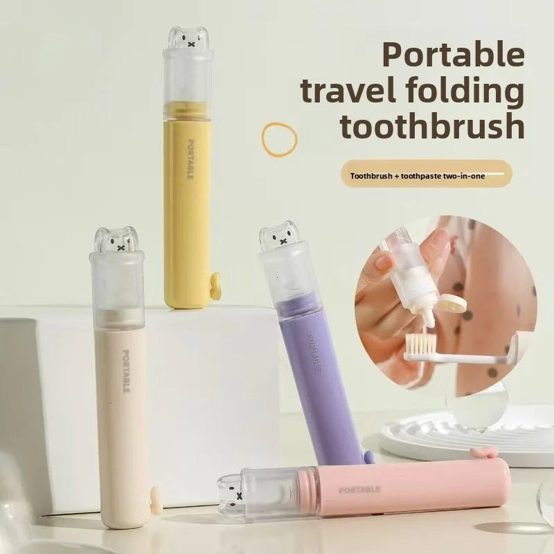 2-in-1 folding toothbrush set - Small and convenient - Essential for business 1 piece - Convenient toothbrush travel container