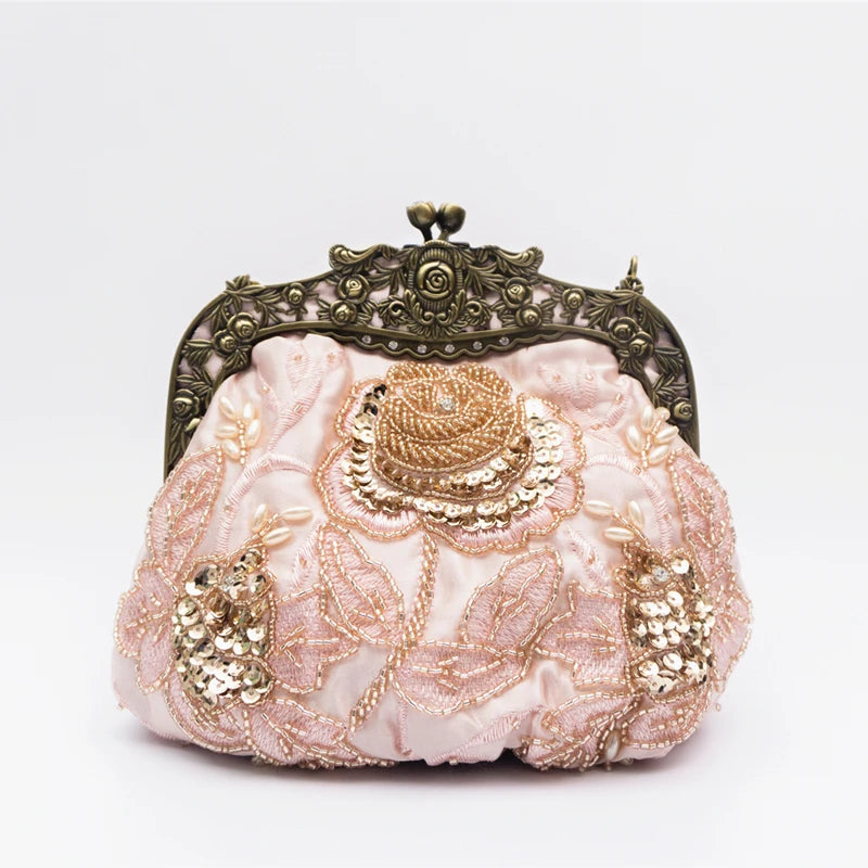 Retro handbag versatile dinner bag Hanfu Qipao bag Oblique cross bag Ethnic style women's bag Handmade dress bag