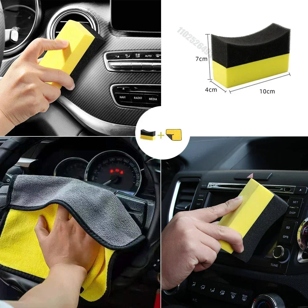 5-10Pc Car Tire Wax Polishing Sponge Brush Paint Surface and Interior Corner Cleaning Sponge Waxing and Polishing Care Sponge
