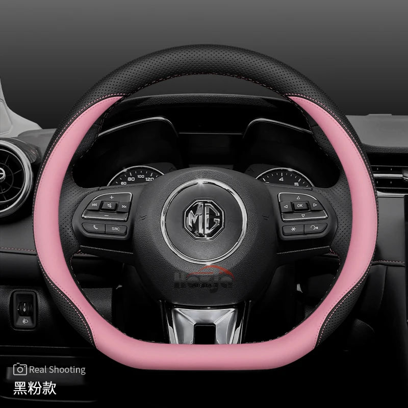 Leather Car Steering Wheel Cover for MG 3 5 One ZX RX5 ZS EHS HS PHEV Luxury Hybrid 2025 2026 Accessories