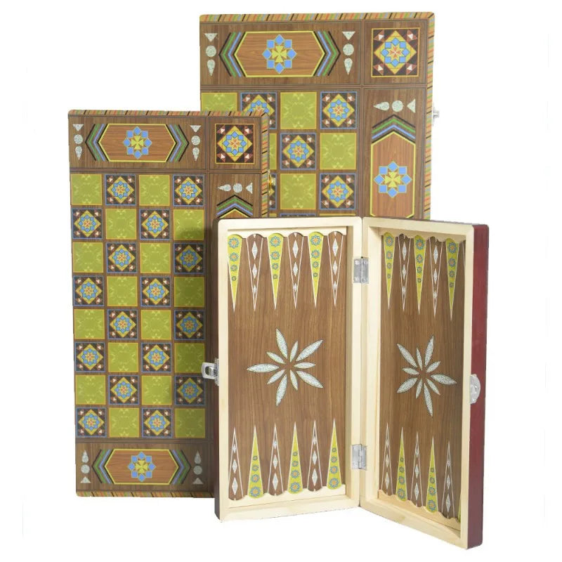 Portable Folding Wooden 3-in-1 Chessboard High-End Sensation for International Chess Casual Entertainment