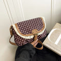 New Polka Dot Crossboby Bag Canvas Lace Trim One-Shoulder Bag Vintage Casual Commuting Bag for Women