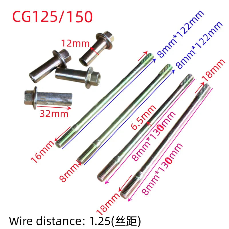 three wheeled motorcycle ATV CG125 200 250 124cm 196 175 suitable for Honda M8x135mm cylinder block screws cylinder columns Bolt