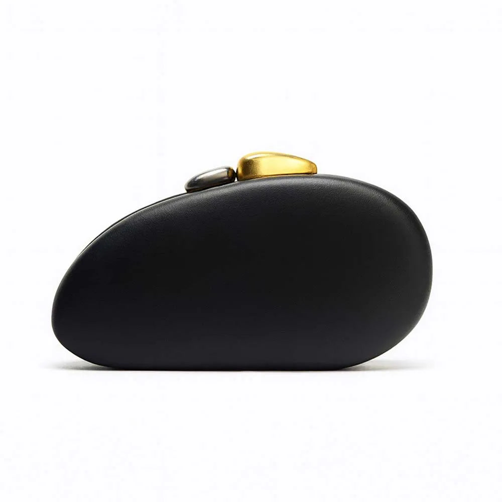 Metallic Closure Clutch Luxury Design Evening Bag With Chains Women Luxury Dinner Wedding Party Shell Pure Bag Coffee Winter