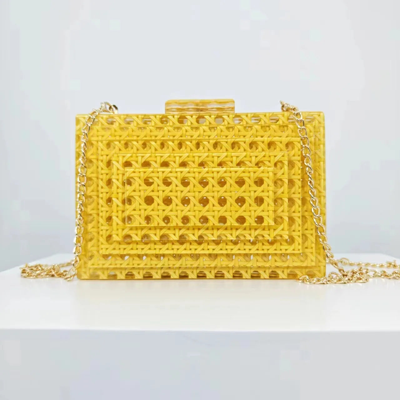 2024 New Women Acrylic Egg Cane Bag Rattan Clutch Bag For Luxury Wedding Party Purse Summer Beach Wicker Handbag Designer