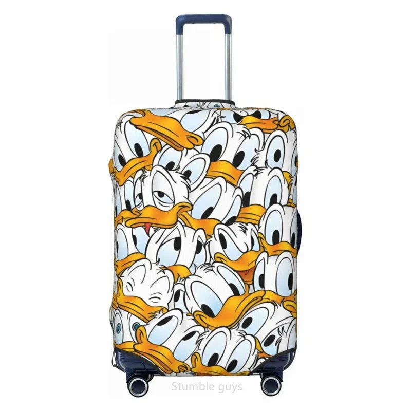 Anti-Scratch Washable Luggage Cover Duck Print High Elasticity Fits 18-32 Inch Suitcases Dustproof For Outdoor Travel Use