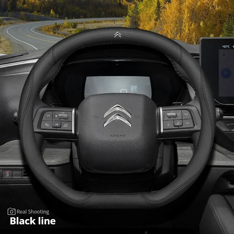 For Citroen C4X C5X C3 C5 Aircross e-Berlingo C4 2021 2022 2023 Nappa Leather Car Steering Wheel Cover Auto Interior Accessories