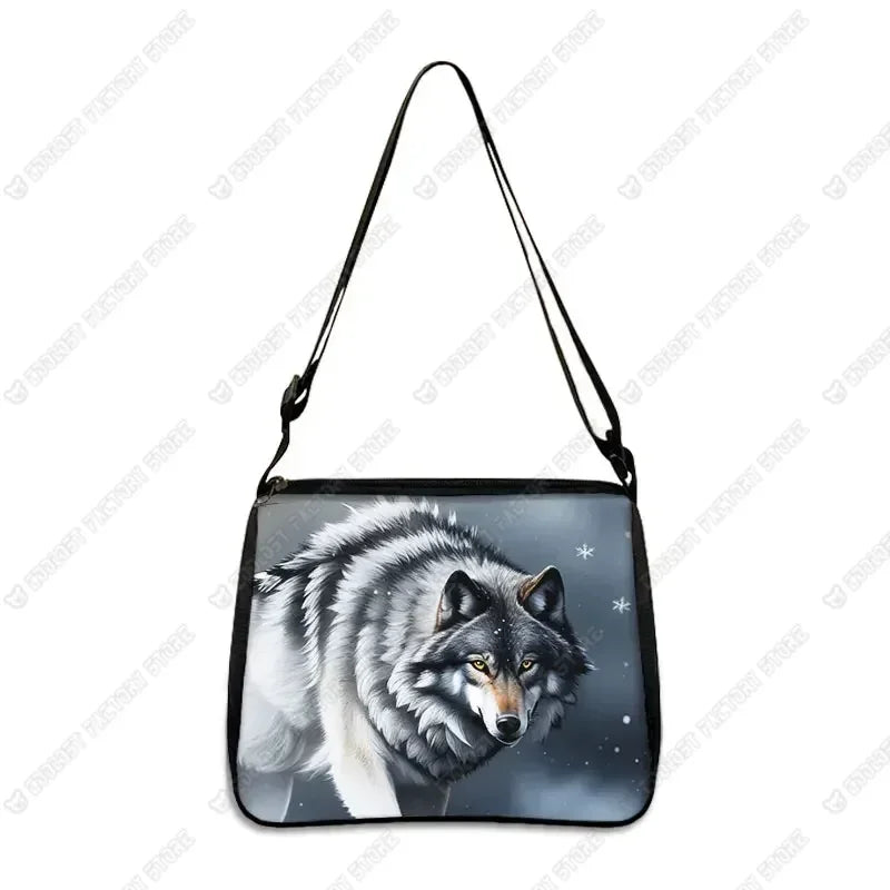 Howling Wolf Under The Moonlight Handbags Baby Wolf Messenger Bag Cool Howling Wolf Shoulder Bag Crossbody Bag Phone Holder