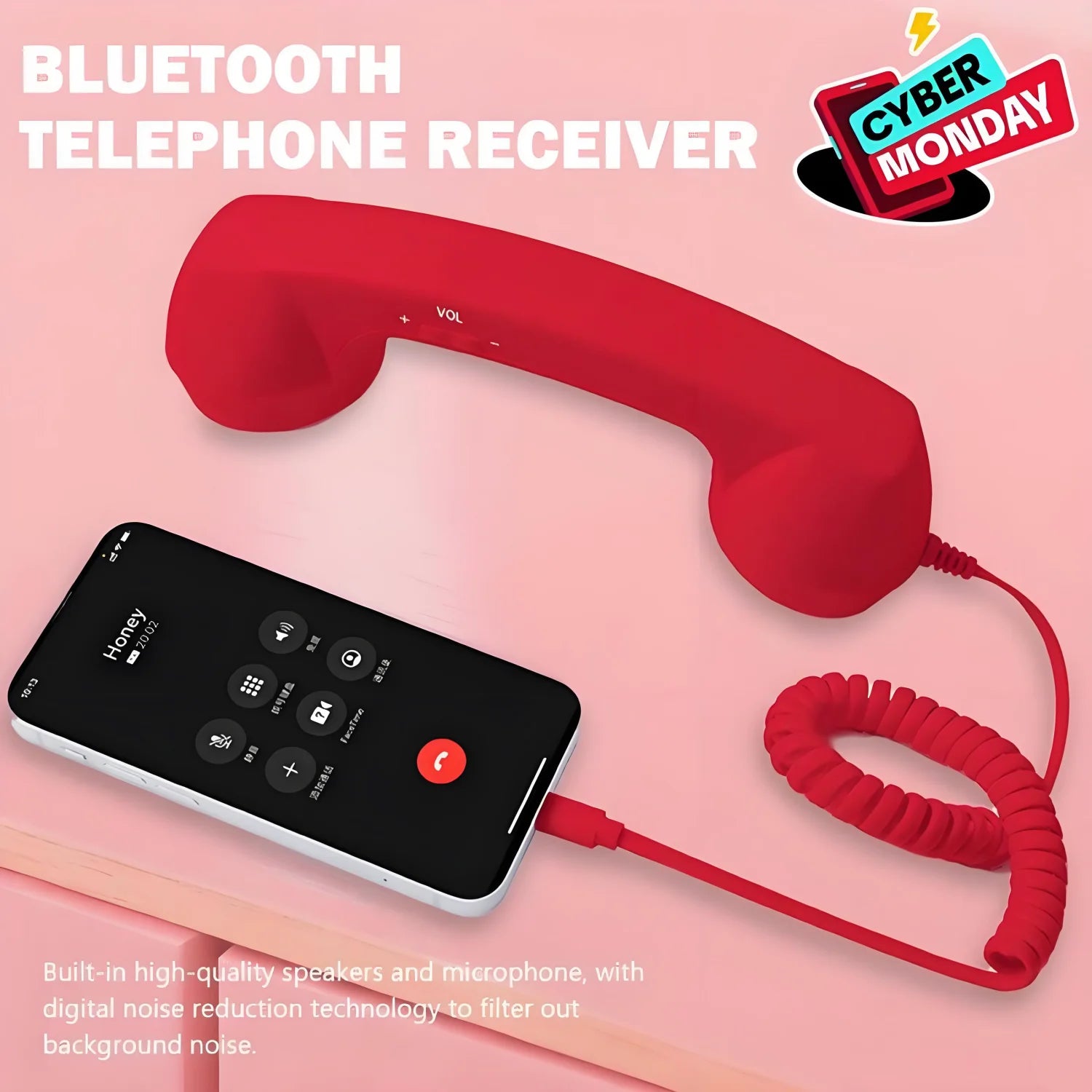Retro Phone Handset with Radiation Protection-Modern USB-C Vintage Receiver for iPhone & Android Enhances Call Clarity & Safety