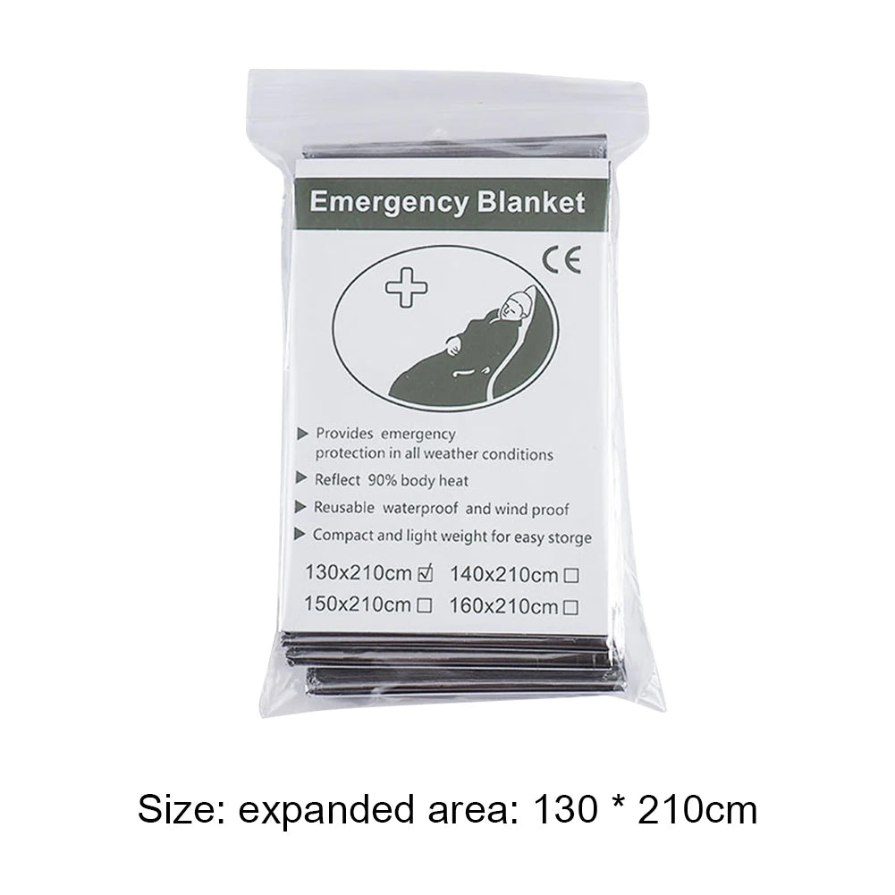 1-10PCS Emergency Thermal Blanket Outdoor Survival Blanket Folding Waterproof Windproof Rescue Blanket First Aid Camping Mat Pad